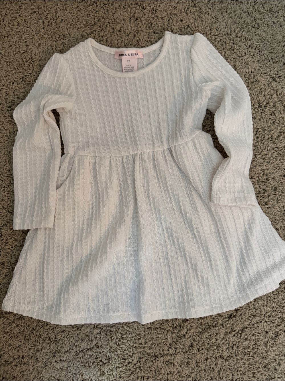 NWOT Cream Cable-Knit Long-Sleeve Toddler Dress